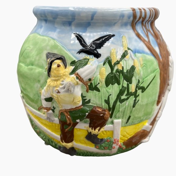 Treasure Craft Wizard of Oz Cookie Jar Only Circa 2000 3D Scarecrow Lion Tin Man - Picture 2 of 16